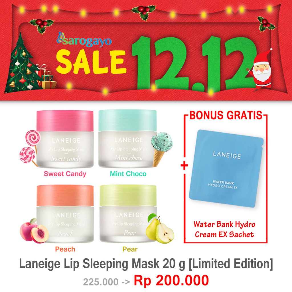 [Sarogayo] READY Laneige LIMITED EDITION Lip Sleeping Mask 20 gr Peach Pear Sweet Candy Mint Choco