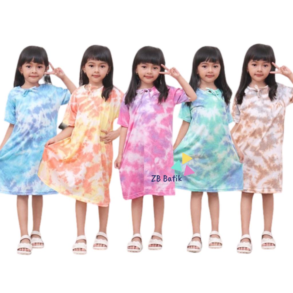 Daster Kaos Anak Perempuan Tye Dye Usia 1 - 10 Tahun Dress Anak Murah