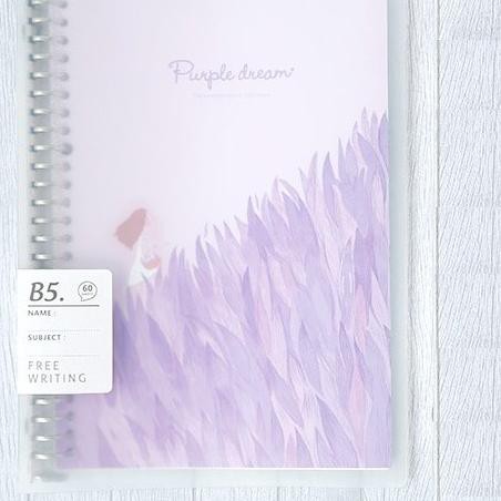 

Purple Dream File Binder B5 Buku Kertas Loose Leaf 26 Ring Lobang Sampul Plastik Transparan Anti Air