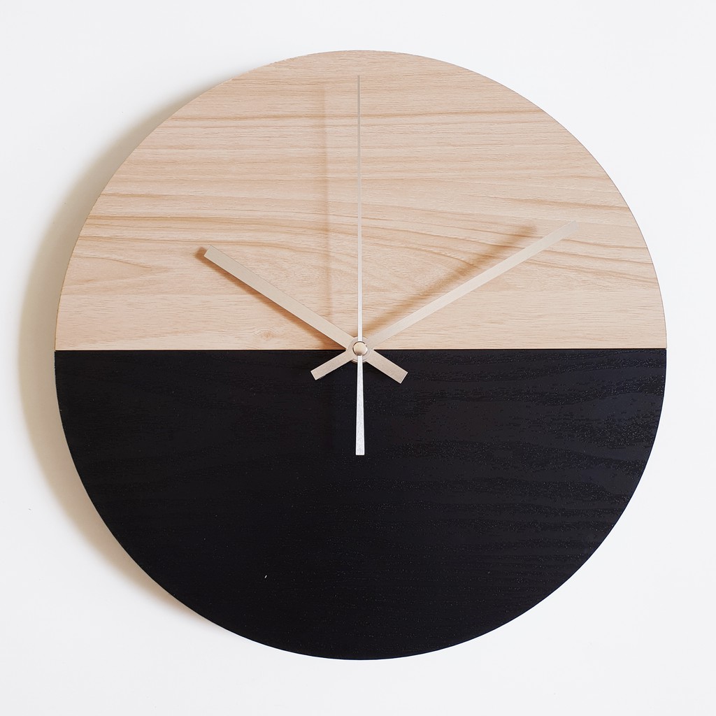 Jam Dinding Scandinavian Round 30x30 Wall Clock Mesin Sweep Movement