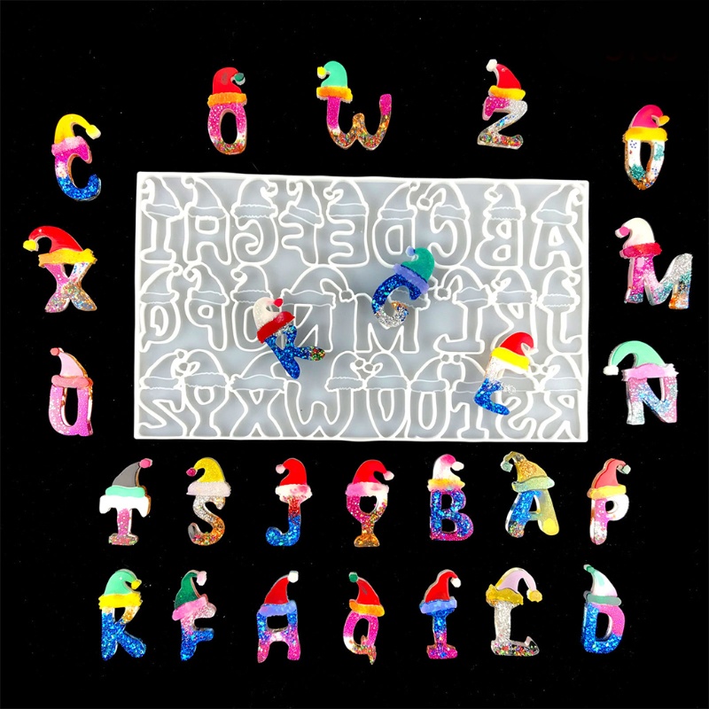 Siy 24pcsset Cetakan Resin Epoksi Bentuk Huruf Bahan Silikon Untuk Gantungan Kuncikalunganting