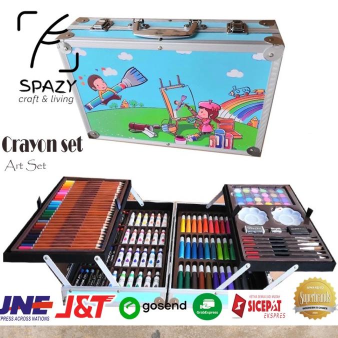 

Crayon Art set/Krayon anak/Alat Menggambar/Alat mewarnai/Koper Besi