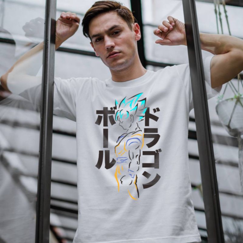 Baju Kaos Distro Original Branded Anime Dragon ball Goku Saiyan God Blue Premium Casual