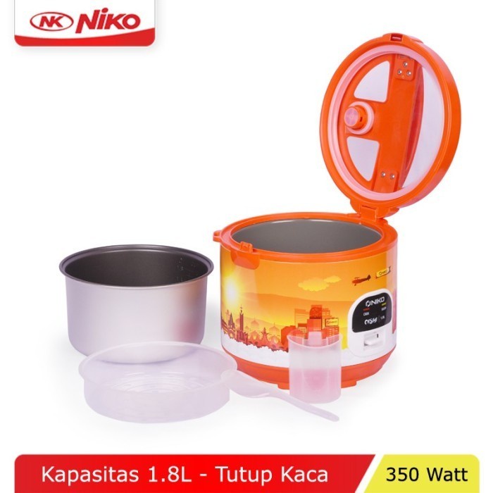 MAGIC COM 1.2LT NIKO OISHI TUTUP KACA RICE COOKER MINI 3 IN 1