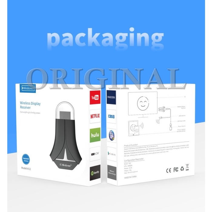 New - New.. Mirascreen K12 Castscreen Anycast Hdmi Dongle Auto Switch