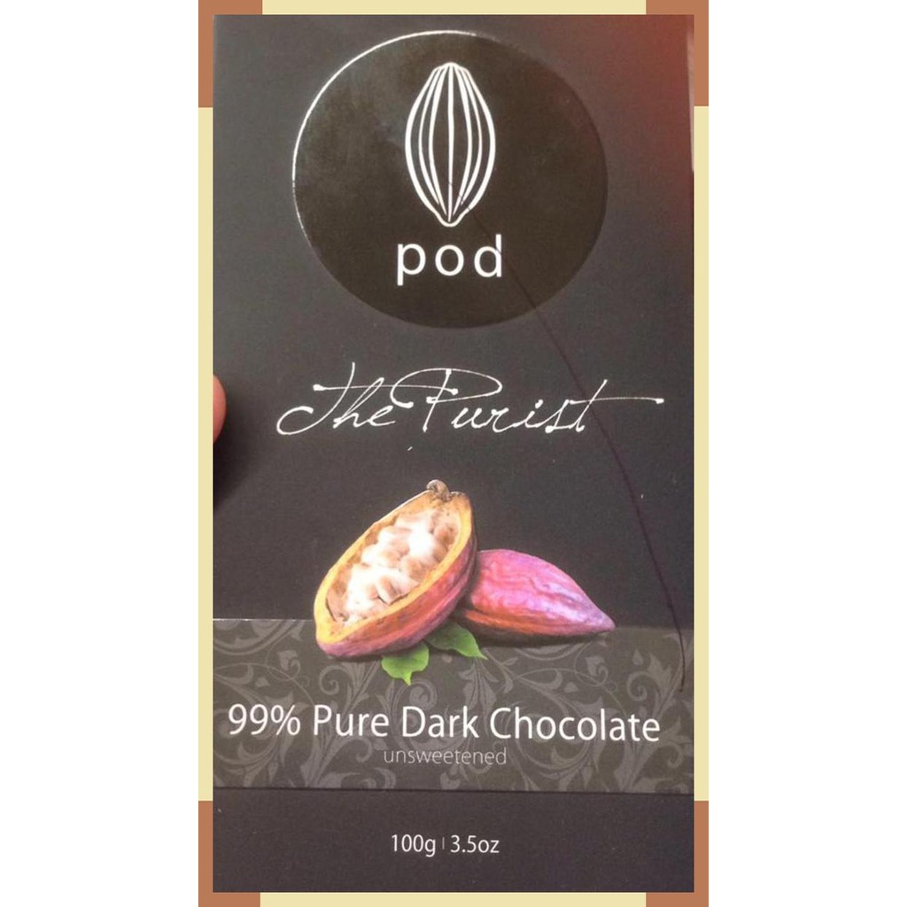 

POD the purist 99% pure dark chocolate 100 gram