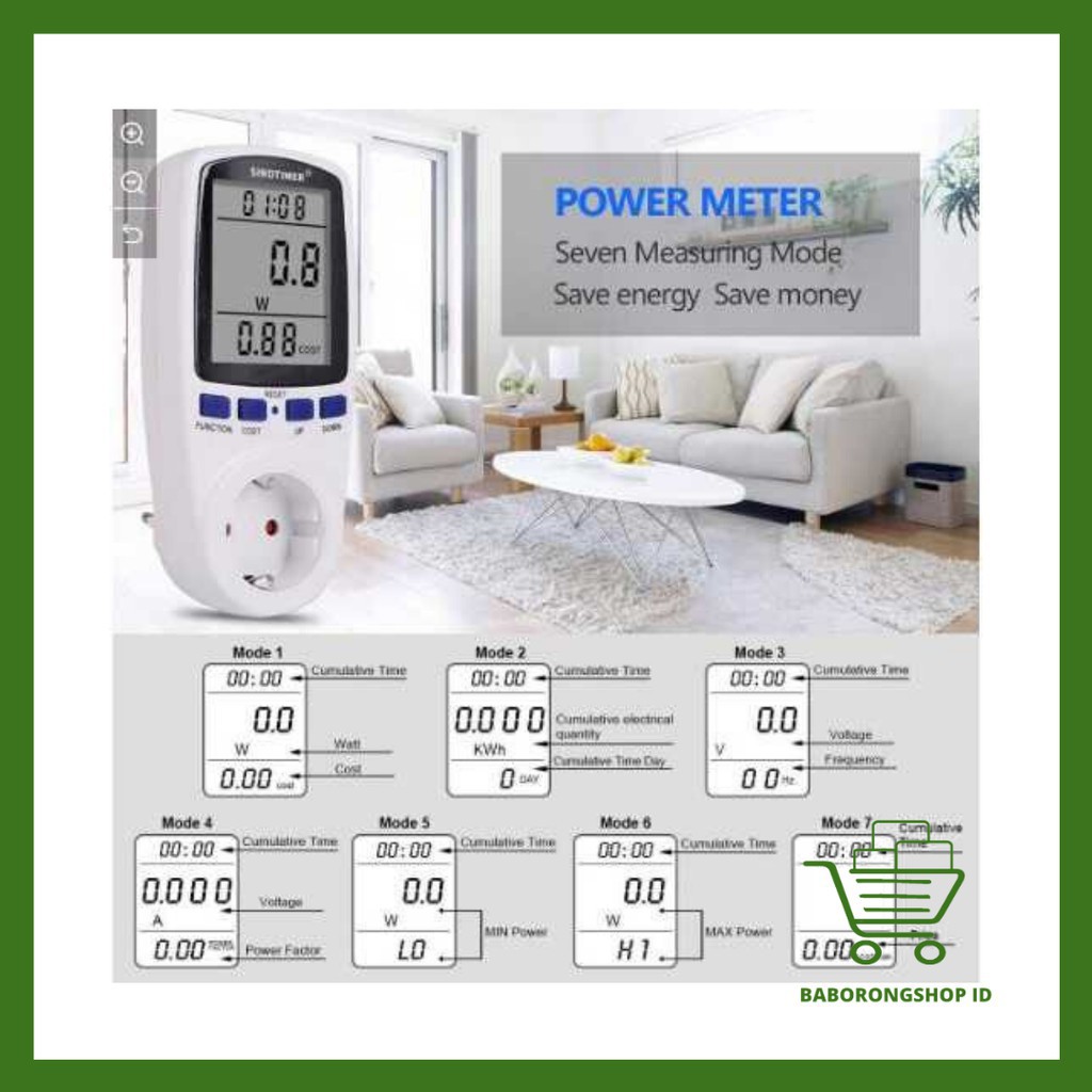 Taffware kWh Meter Pengukur Biaya Lisrik Rumah Multifungsi KWE-PM01 White Grab Medan