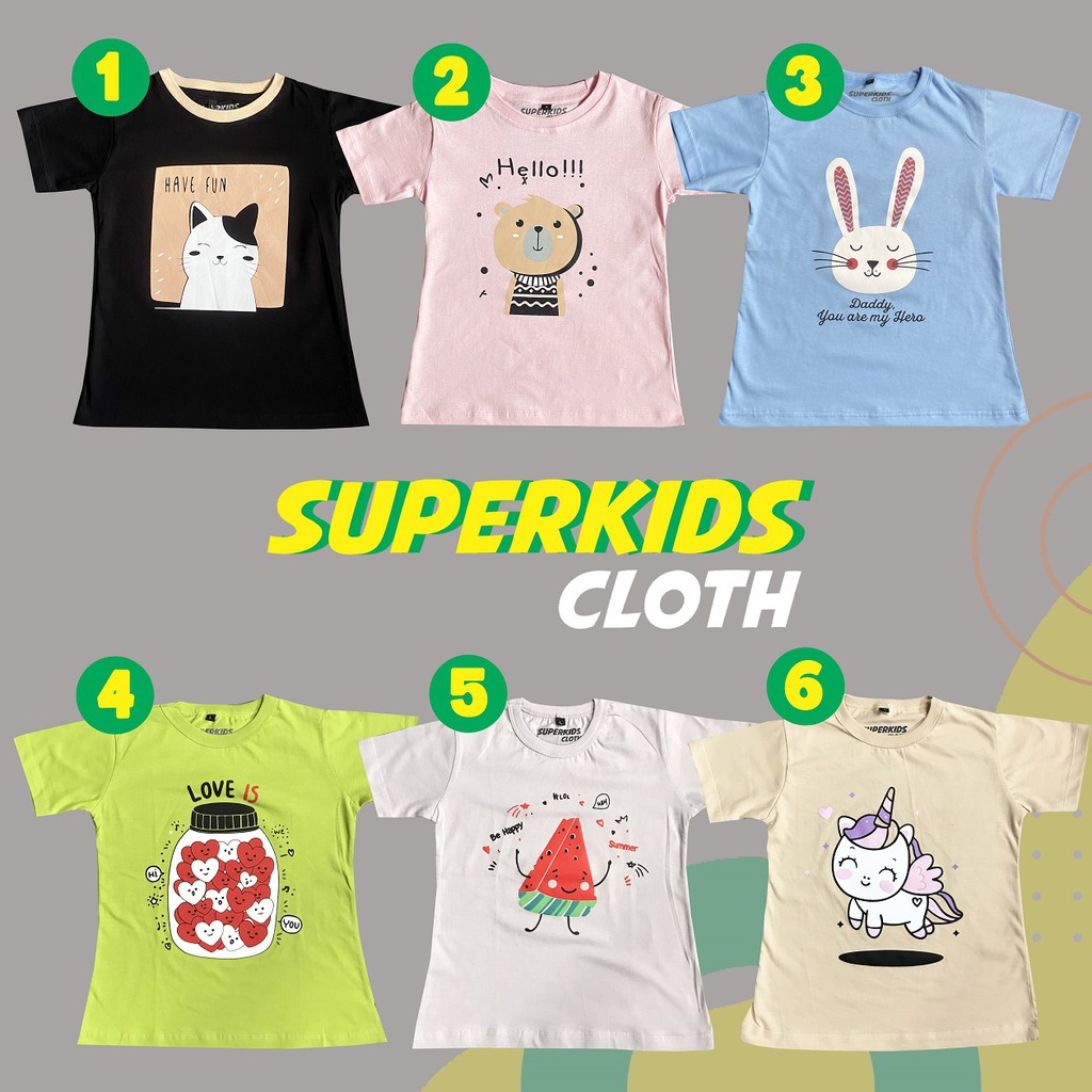 BAJU ANAK PEREMPUAN / KAOS ANAK PEREMPUAN / PAKAIAN ANAK CEWEK KAOS ANAK CEWEK LUCU MANIS IMUT CANTIK ECER GROSIR TERMURAH SUPERKIDS CLOTH 1 - 11 TAHUN