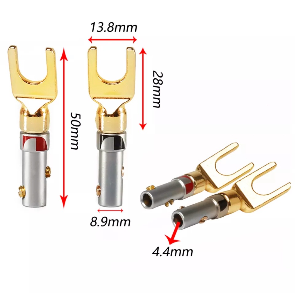 Banana Speaker U Fork Y Splade Copper Gold Plated Nakamichi 2 pcs