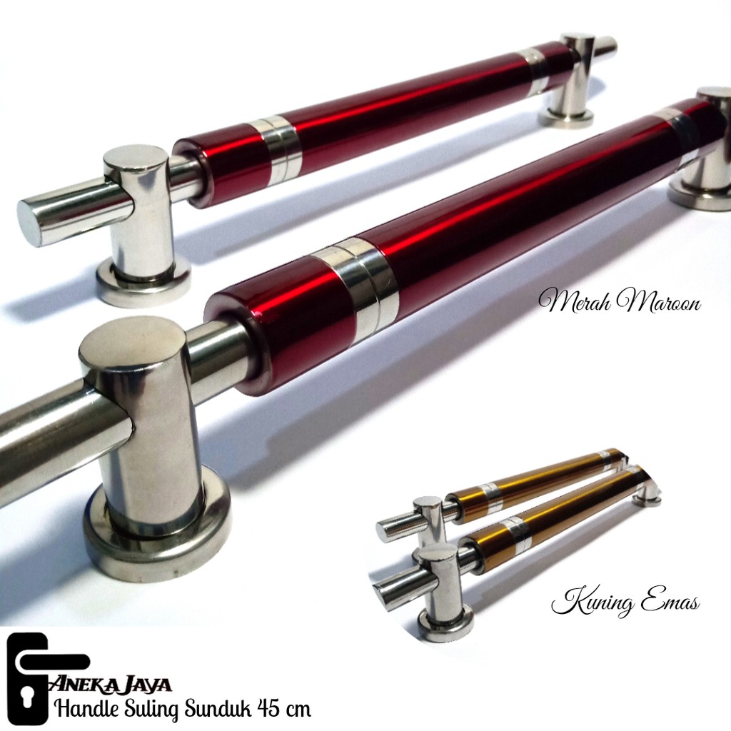 Handle Pintu Rumah / Tarikan Pintu Rumah / Gagang Pintu Rumah Stainless merah dan kuning emas