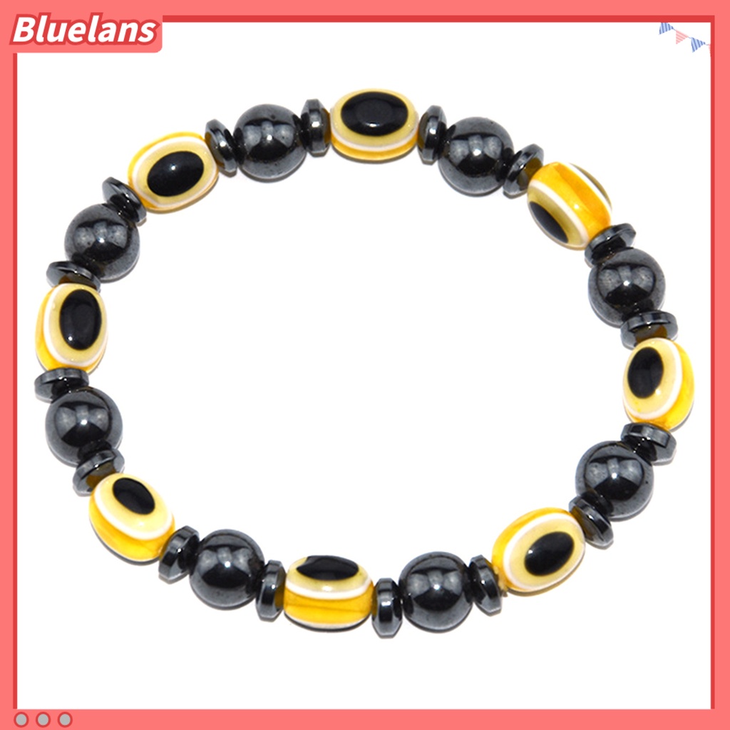 Bluelans Magnetic Bracelet Unisex Lose Weight Hematite Eyes Healing Beads Stretch Bangle