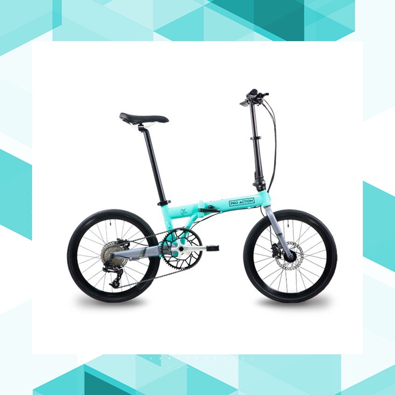 Sepeda Lipat Pro Action Falcon 10 Sp Speed 20 Plus 22 inch Turquoise Blue Biru Tosca SRAM X5 56T 11