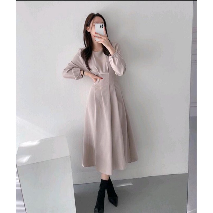 Long Dress Lengan Panjang Dress Gamis Remaja Korean Maxi Dress
