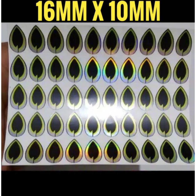 Stiker Mata Ikan 2D 16mm 13mm Warna Kuning Lure Popper Spoon Minnow Stickbait Metal Jig