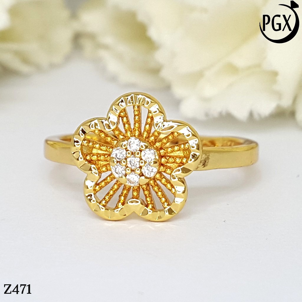 PGX Cincin Xuping Wanita Lapis Emas Aksesoris Perhiasan Fashion Premium - Z471