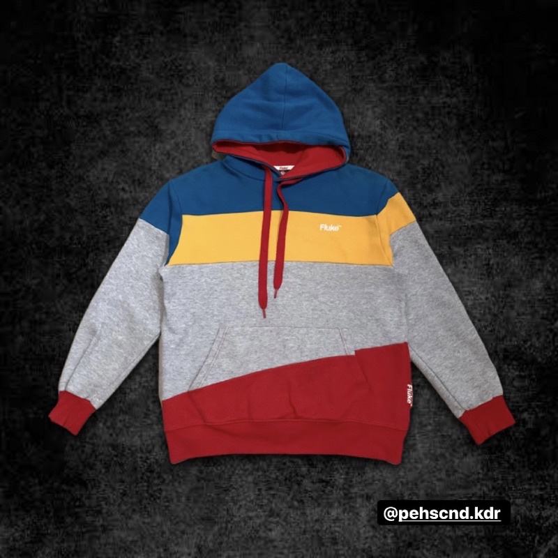 jaket Hoodie FLUKE 4 Warna (rare) Like New original branded multicolor / Peh Second