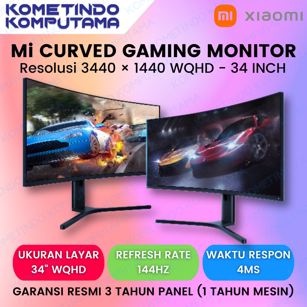 Xiaomi Mi Curved Gaming Monitor 34&quot; WQHD Layar Ultra Wide 144 Hz Garansi Resmi LED