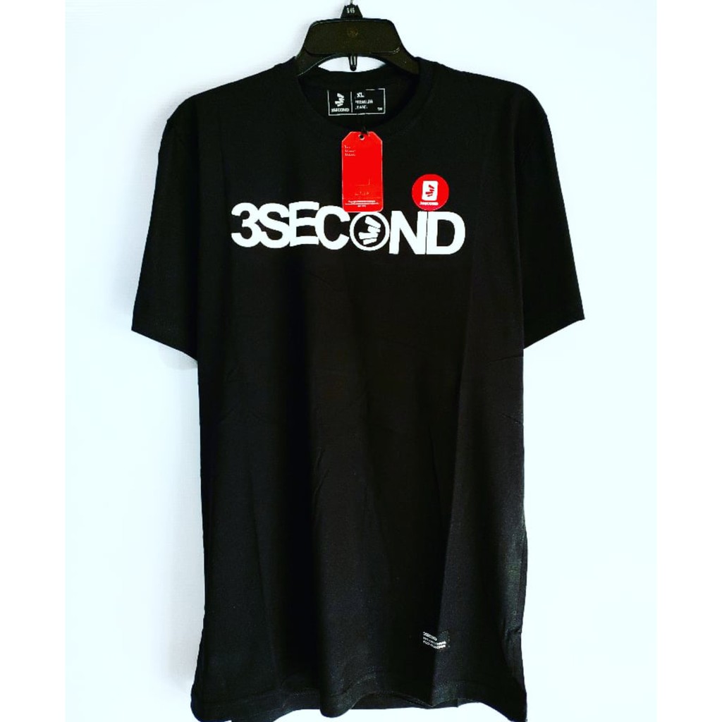 cod Kaos Distro Pria Three Second Hitam kaos laki laki baju keren distro bandung