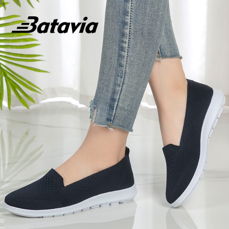 (COD)Batavia Shoes sepatu sepatu wanita sepatu flat rajut Sepatu slip-on kasual sepatu perempuan murah A161