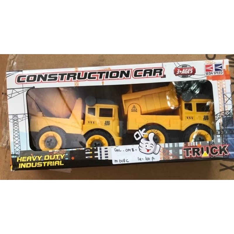 Mainan Mobil Truck DIY Bongkar Pasang Plus Obeng Construction Car 2 pcs