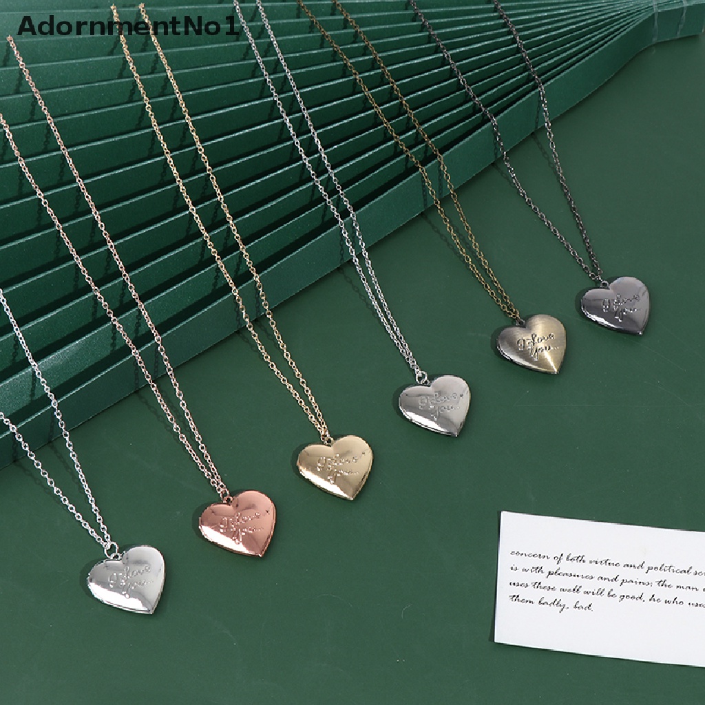 (AdornmentNo1) Kalung Rantai Dengan Liontin Locket Foto Bentuk Hati Untuk Wanita