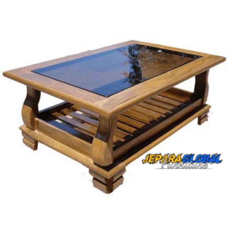 Meja Tamu jati kaki gareng kaca (meja tamu ukir,meja minimalis jati,coffe table jati,meja kaca )