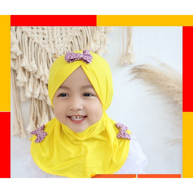 JILBAB ANAK BAYI LUCU LOL LED MUSIK 0-3 TAHUN PITA POLKA / JILBAB ANAK PITA LUCU