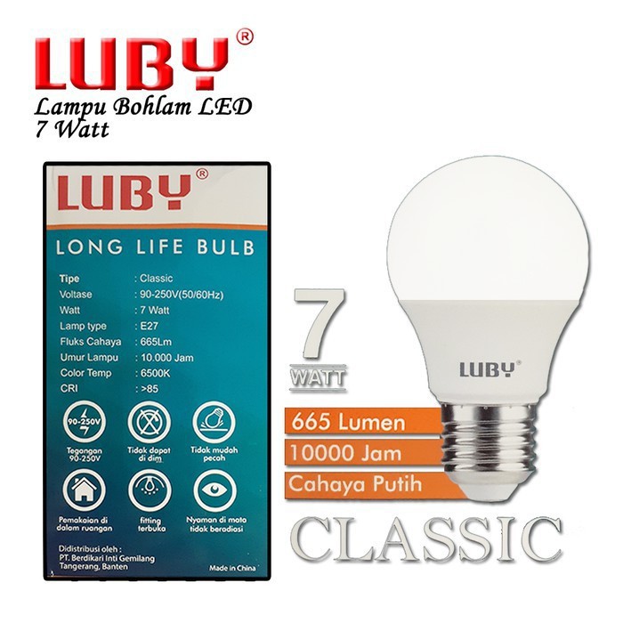 Lampu Bohlam LED BULB LUBY Classic 7W, 9W