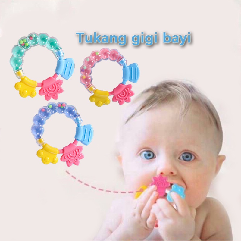 HIPPO LAND  Mainan Gigitan Bayi/ Silikon kerincingan bayi/ Teether Rattle Genggam Bayi  Gelatin GIRI 62