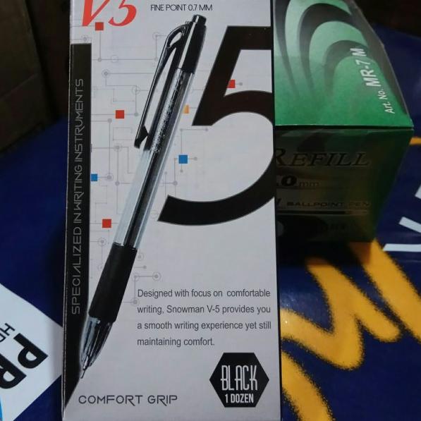

✴ Pulpen Snowman V-5 0.7 mm (isi 12 buah) - Hitam ♛
