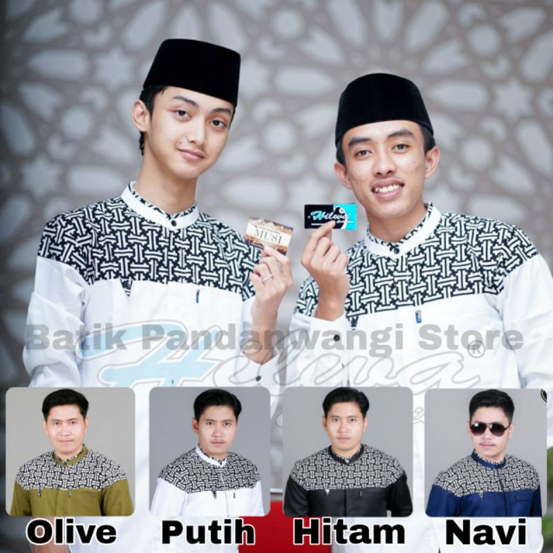 Baju Koko Gus Azmi Kemeja Hadroh Hilwa Baju Koko Muslim Dewasa Lengan Panjang Kemeja Koko Bordir Sra