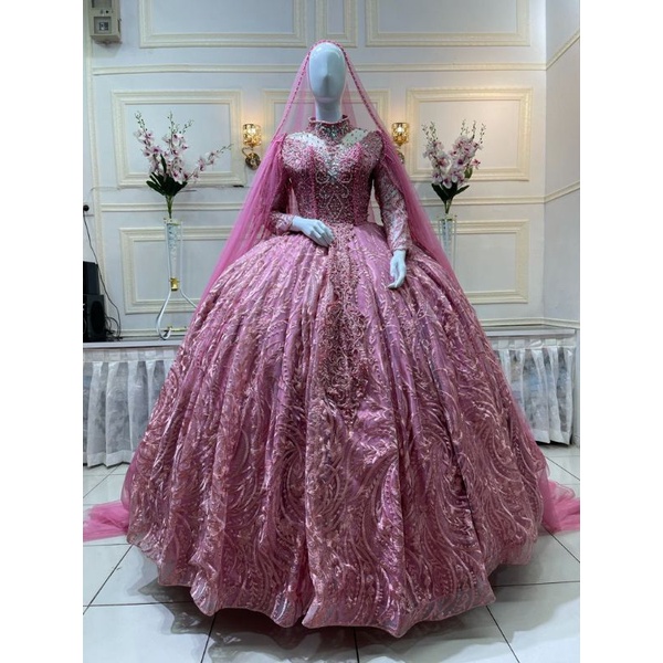 GAUN PENGANTIN BARBY BELIMBING  PAYET/BALL GAUN/GAUN TERBARU/GAUN AKAD/PERLENGKAPAN PESTA/BAJU NIKAH/GAUN MODERN