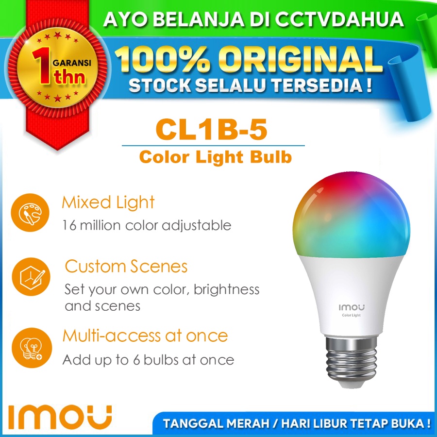 IMOU LIGHT BULB CL1B-5 Smart Color Light Bulb 9W Lampu Bohlam Wifi E27