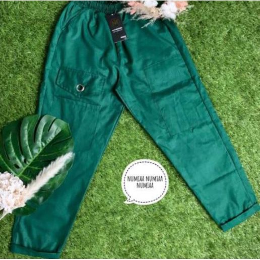 Celana Wanitaa Cargo Sigaret Premium Celana Panjang 7/9 Warna Hijau Botol