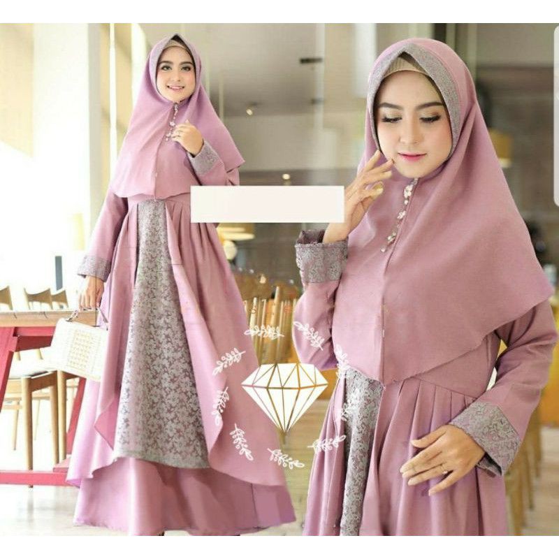 Baju Gamis Whitney Model Dress Pesta Wanita kekinian Bhn Brokat Kondangan Remaja Muslim Terbaru 2021