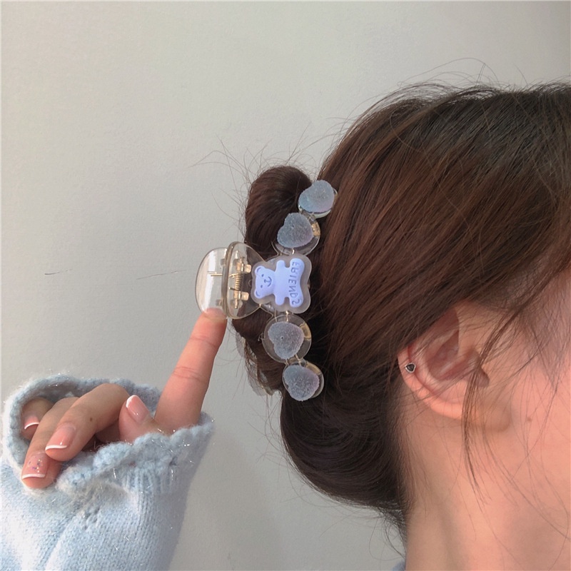 Jepit Rambut Bentuk Beruang Gummy Warna Pink Bahan Akrilik Gaya Korea Untuk Wanita