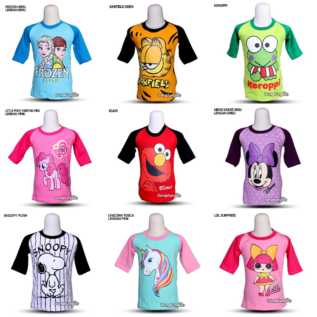 BAJU KAOS RAGLAN KARAKTER PAKAIAN ATASAN ANAK CEWEK BAJU KAOS RAGLAN KARAKTER PAKAIAN ATASAN ANAK CEWEK