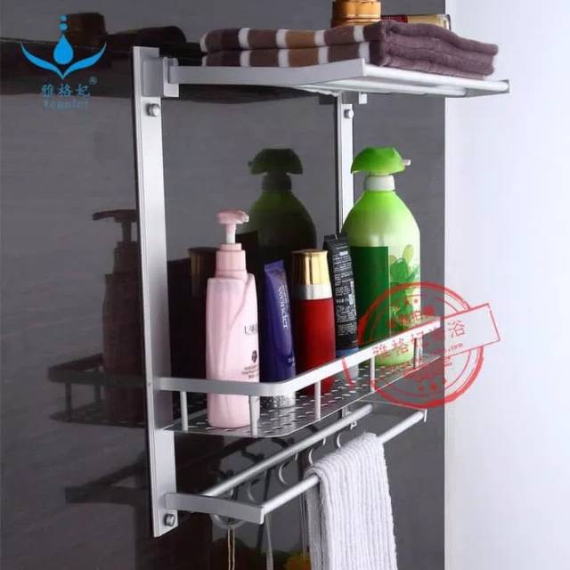 Rak Dinding Serbaguna Rak Handuk Alumunium 3 Susun