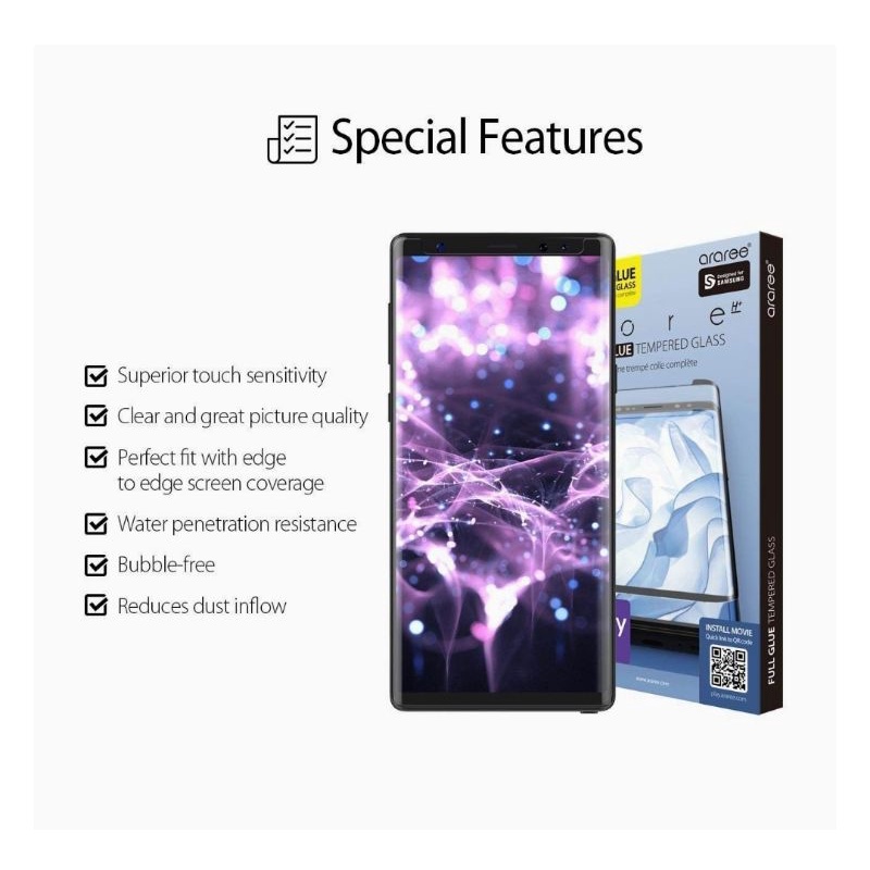 SAMSUNG ARAREE CORE TEMPERED GLASS FULL GALAXY NOTE 9 SCREEN PROTECTOR NOTE9 HARGA PROMO!