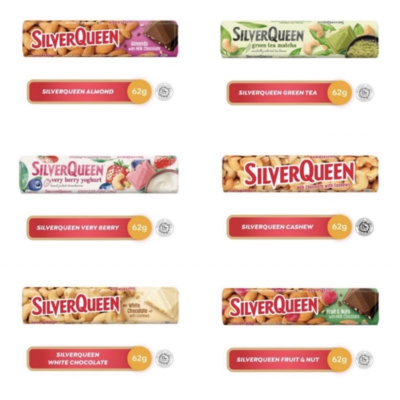 COKLAT SILVERQUEEN 55 GR / COKELAT SQ ( BESAR ) - METE - ALMOND - FRUIT NUT - DARK - WHITE - GREEN TEA - VERRY BERRY ( 1 PC )