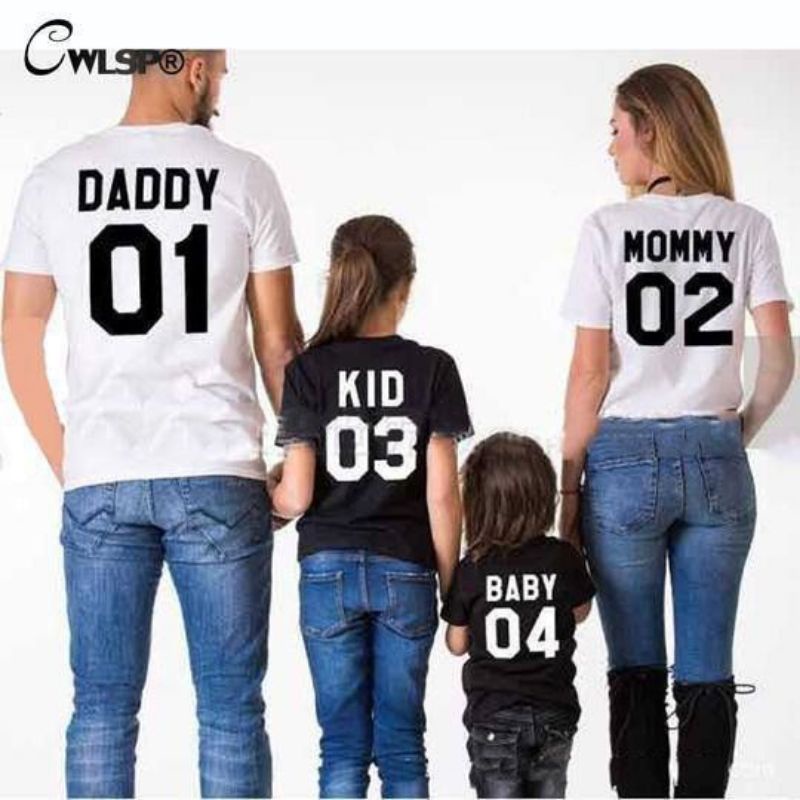 GRATIS NAMA!! kaos family, kaos couple keluarga anak dan dewasa tulisan mom, dad, and baby