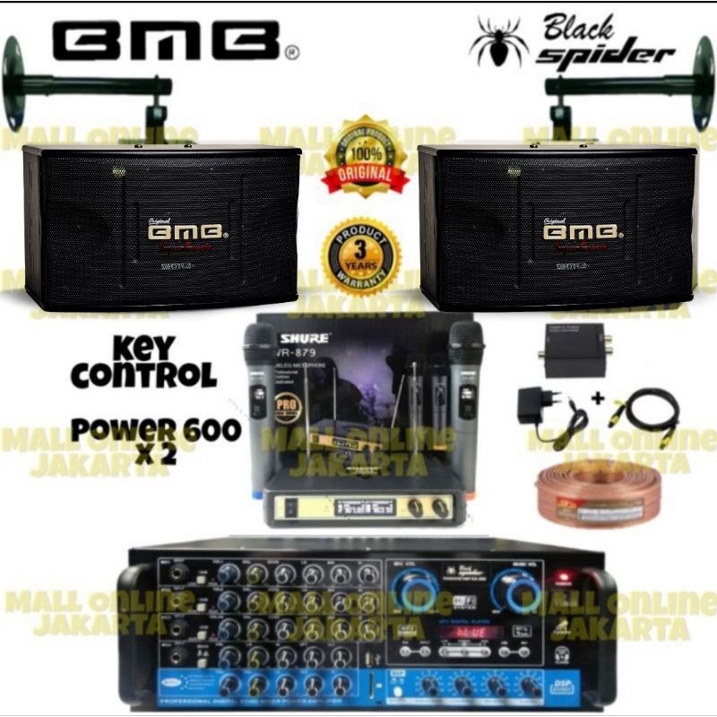 Paket karaoke bmb 10 inch power ampli 1200 watt key control original