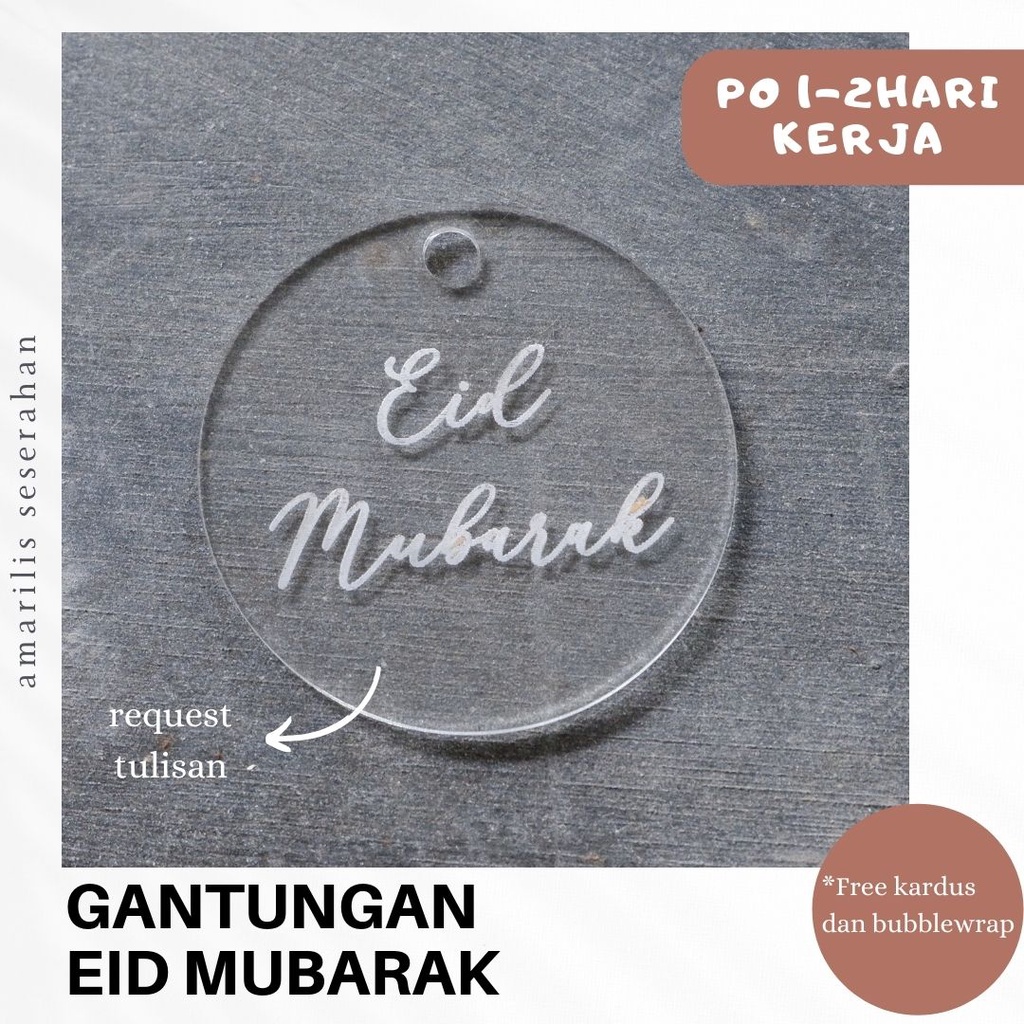 

382. Mini Topper Eid Mubarak Acylic Tag Gantungan Hampers Lebaran Ramadhan