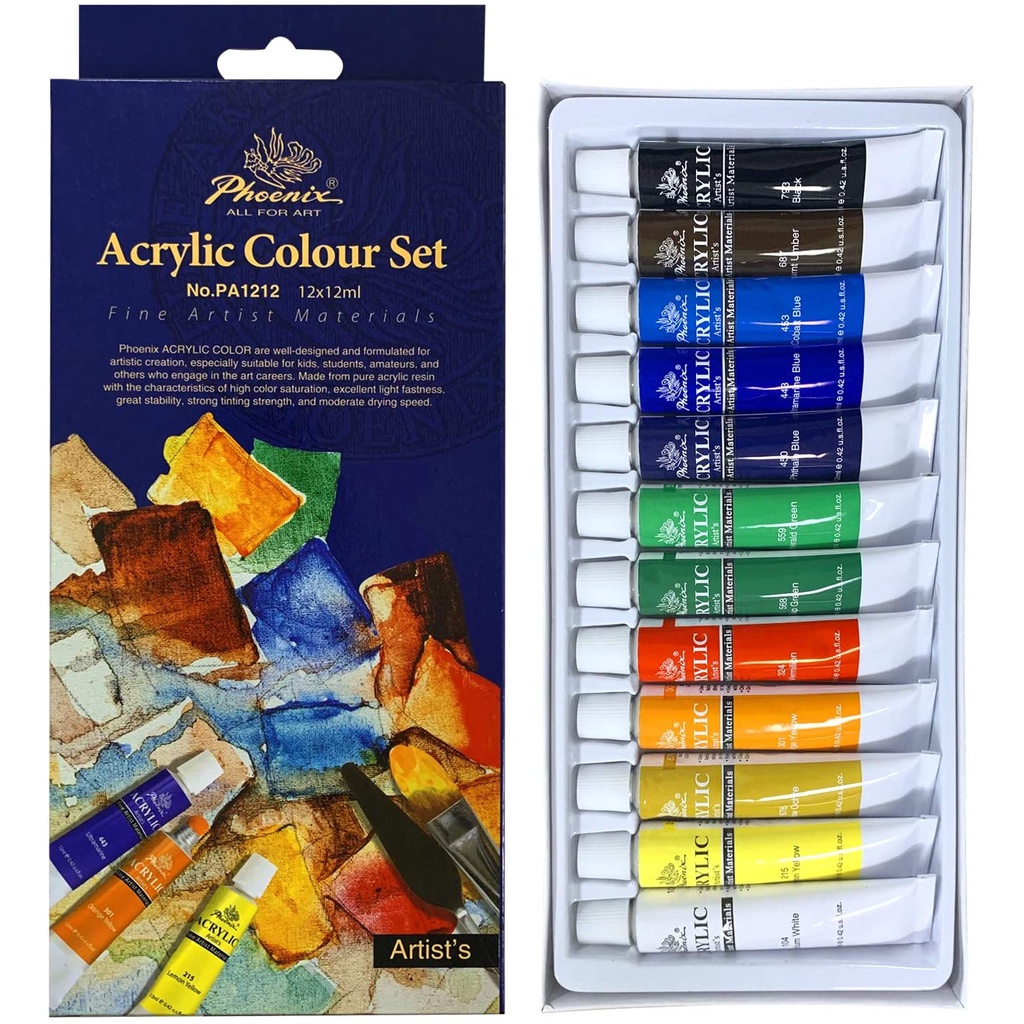 

Phoenix Acrylic Colour Set 12 Colour / Cat Acrylic Phoenix Set 12 Colour