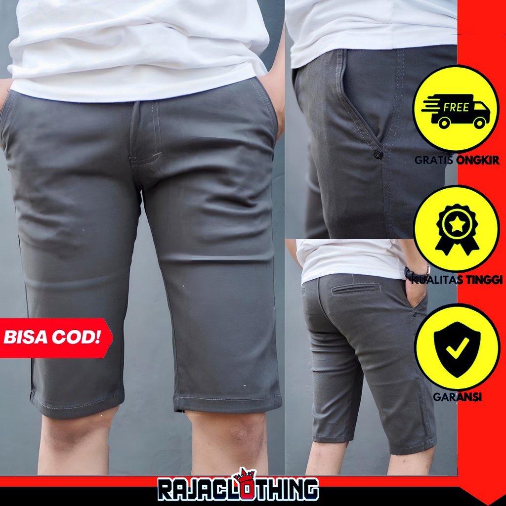 RCL - Celana Pendek Abu Grey Pria Cargo Kimpol Chino Termura Yangg Teraris Size JUMBO 27--34 S.M.L.XL