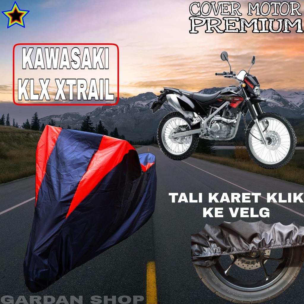 Sarung Motor KAWASAKI KLX XTRAIL Hitam MERAH Body Cover Penutup Pelindung Motor Kwasaki PREMIUM