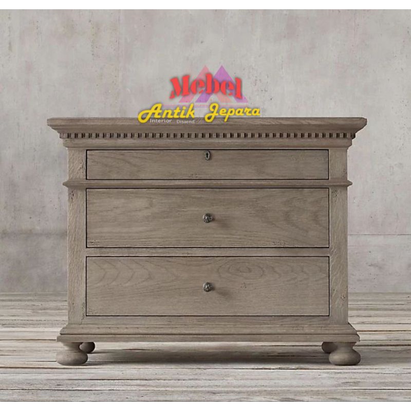 Nakas jati minimalis 3laci antiqui