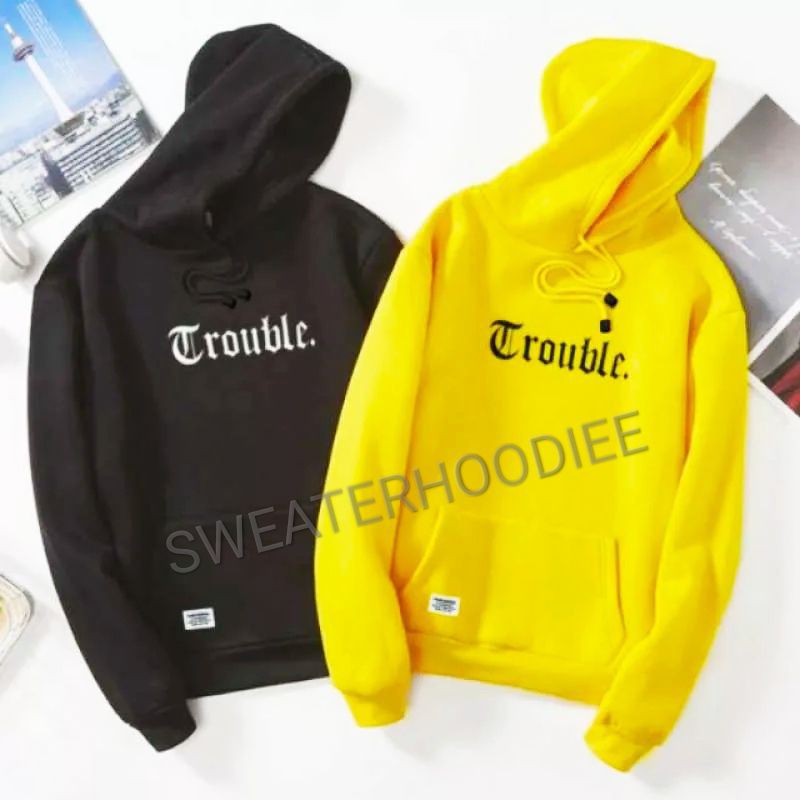 SWEATER POLOS HOODIE JUMPER TROUBLE PRIA WANITA SIZE M - XXL