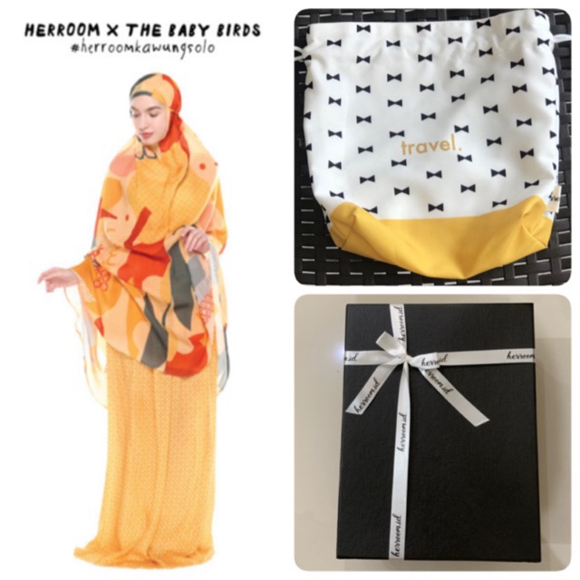 SOLD Herroom Midi Mukena Kawung Solo Jene Pouch Grateful