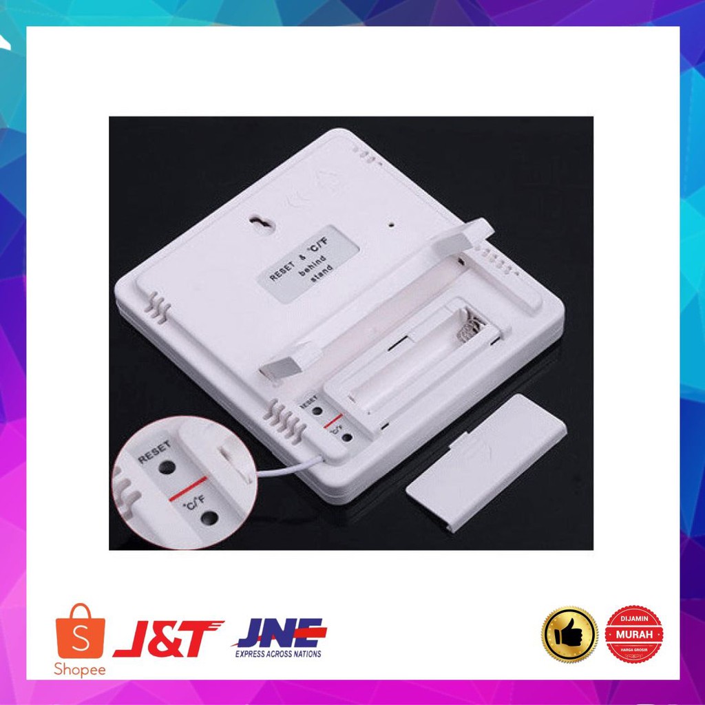 Murah Taffware Digital Temperature Humidity Meter Clock Alarm Cale